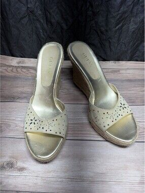 Guess by Marciano Tan suede wedge sandals With Gems Size 8